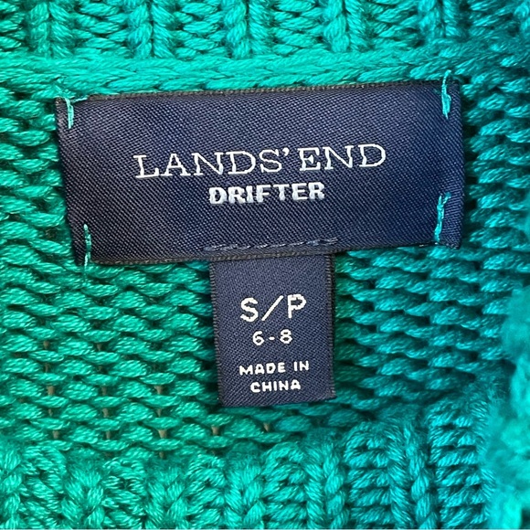 Drifter Chunky Cable Knit Turtleneck Sweater Green Small Petite - Picture 3 of 8